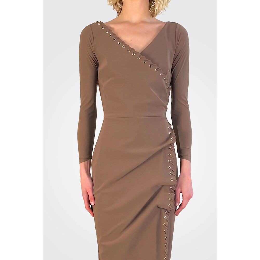 CHIARA BONI $868 Elma Long Sleeve Faux Wrap Cocktail Dress Size 42 (US Size - Picture 3 of 11
